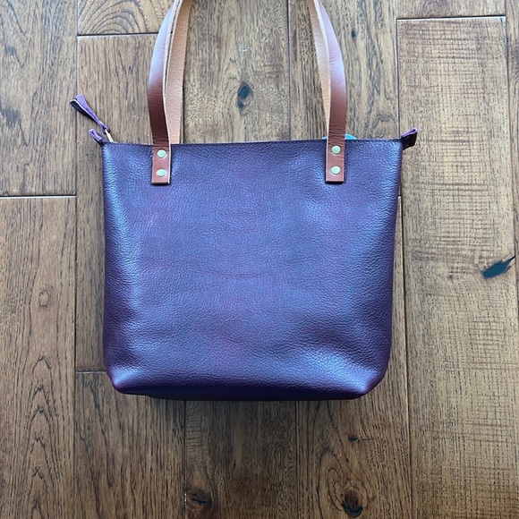 Portland Leather Purple Leather Tote Bag - Picture 2 of 11